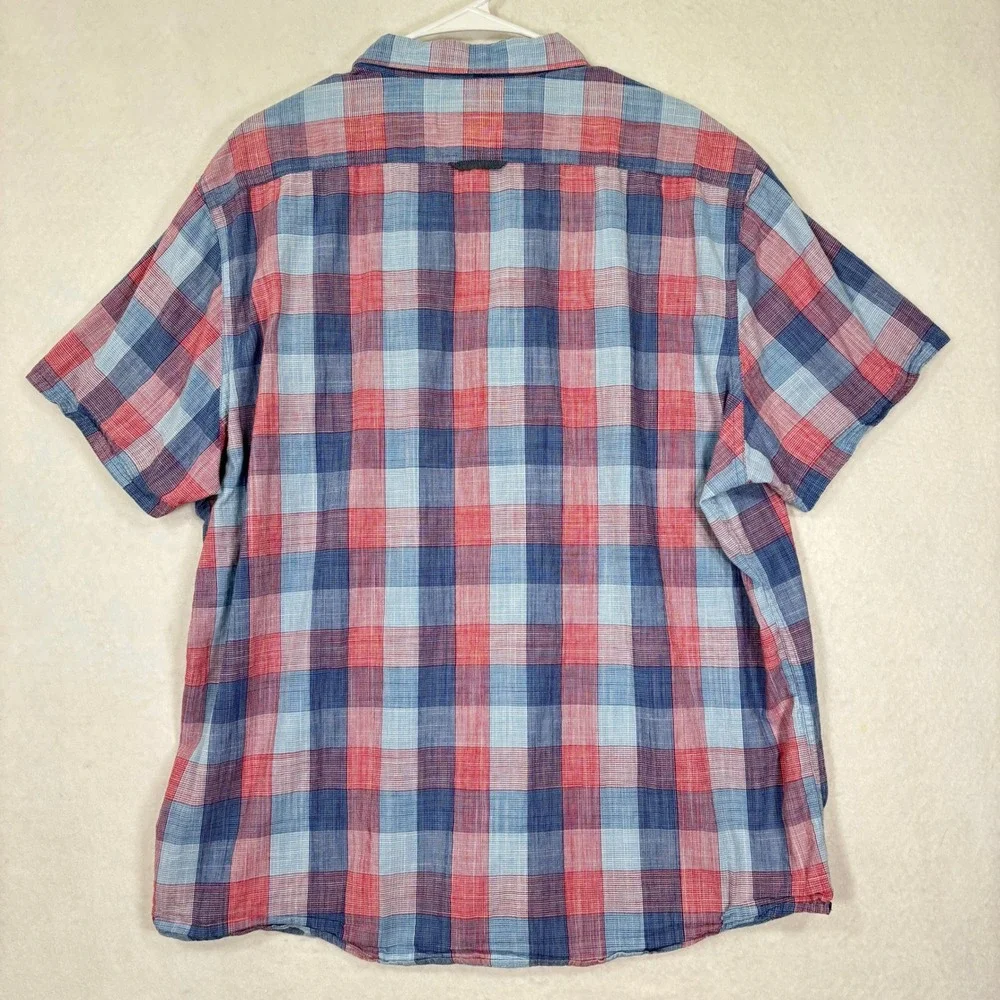 Flag Anthem Button Down Shirt Mens XXL Plaid Relaxed Americana - Picture 2 of 9